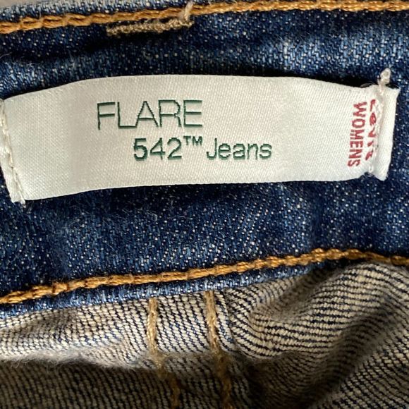 Levis 542 Flare Jeans Womens 18W/XL Blue Denim High Rise Flap Pockets - Picture 3 of 8